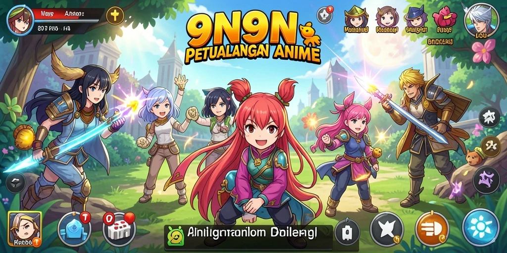 Tampilan gameplay 9N9N yang penuh aksi Anime.