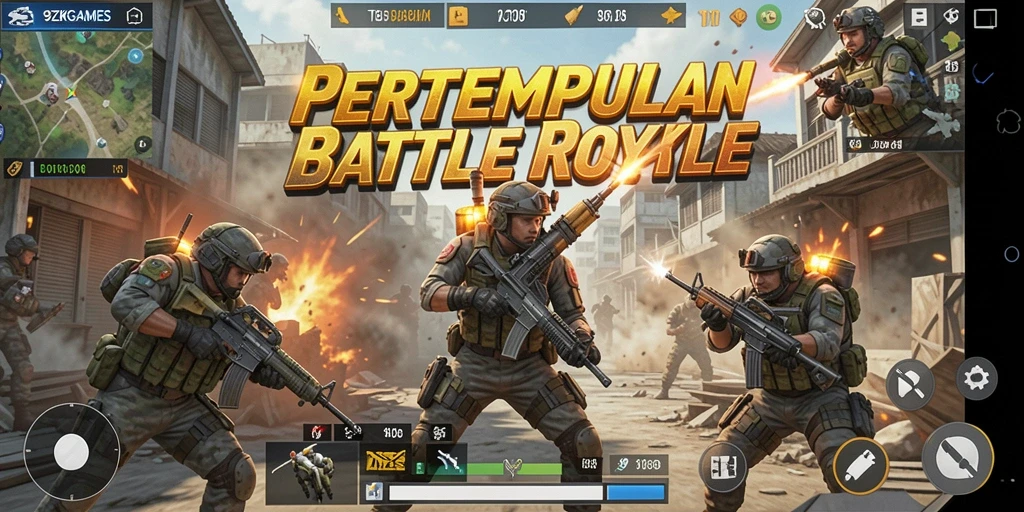Tampilan gameplay seru dalam 9ZKGAMES saat pertempuran antar pemain.