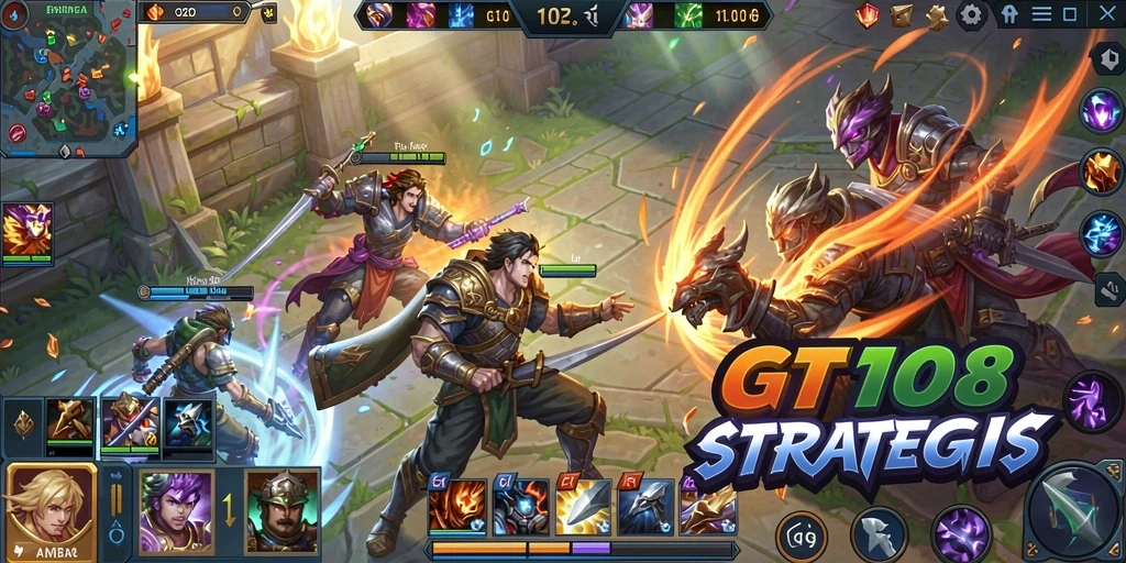 Screenshot GT108 menampilkan aksi seru di arena MOBA.