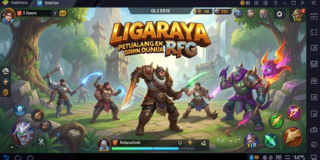 Tampilan gameplay menarik LIGARAYA dengan pertarungan seru di dunia RPG.