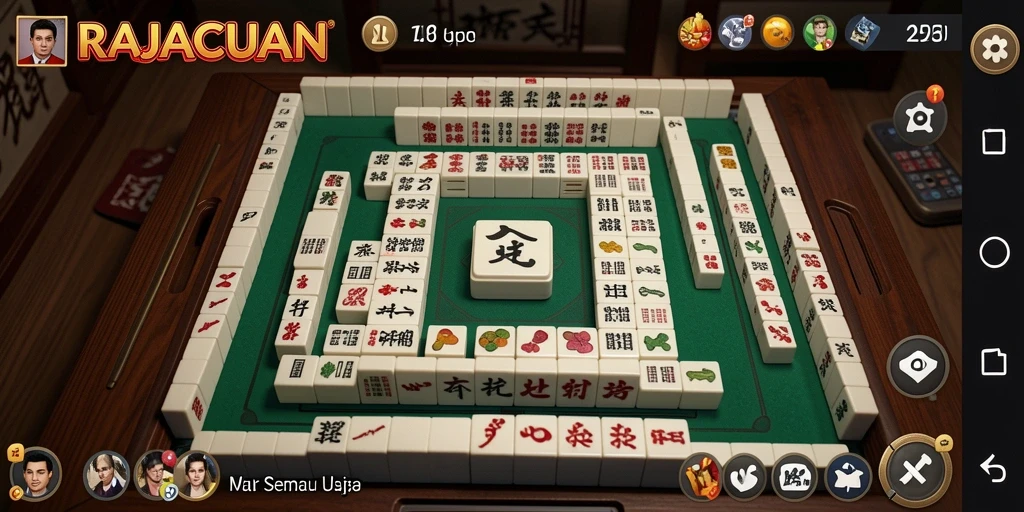 Screenshot utama menampilkan gameplay menarik dari RAJACUAN Mahjong.