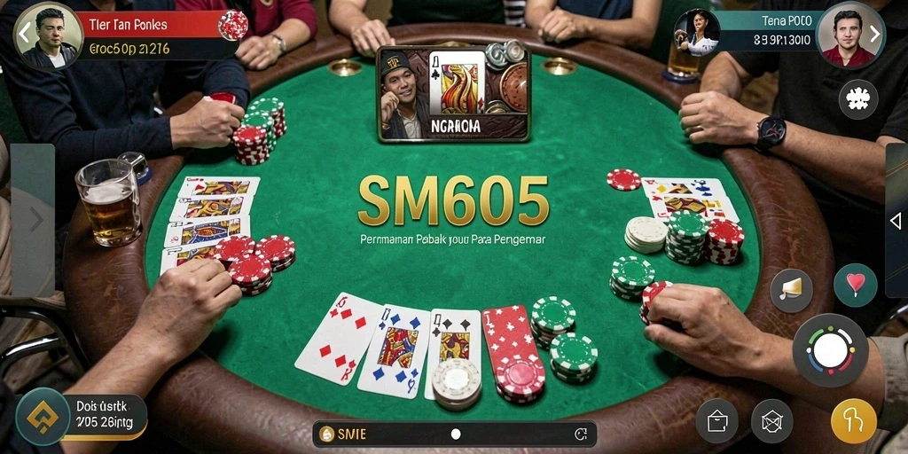 Tampilan menarik dari gameplay Poker di SM605.