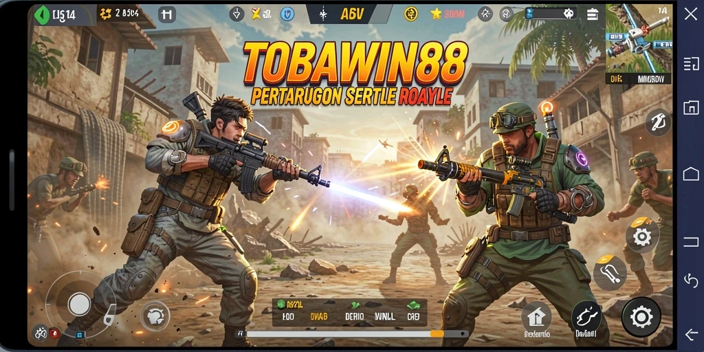 Tampilan gameplay seru dan strategis dari TOBAWIN88 Battle Royale.